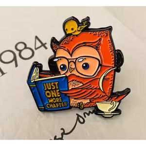 Reading Owl Enamel Pin – Cute Bookworm Accessories, Gift for Readers